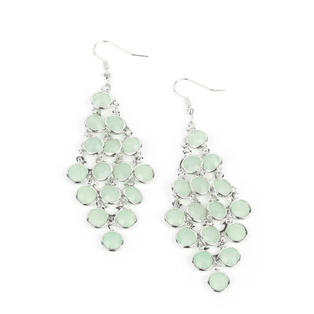 Paparazzi ~With All DEW Respect - Green Earrings
